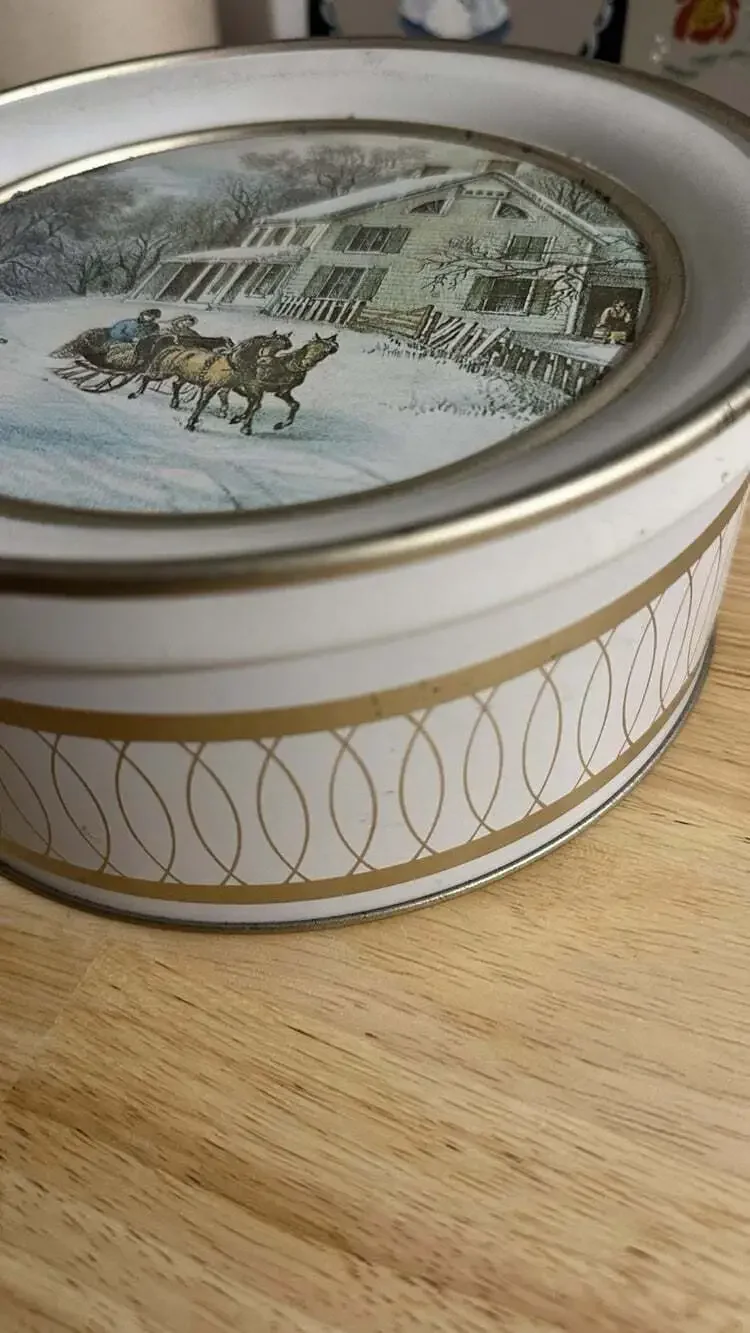 Vintage Currier And Ives The American Homestead-Winter 1968 Tin Horses & Sleigh
